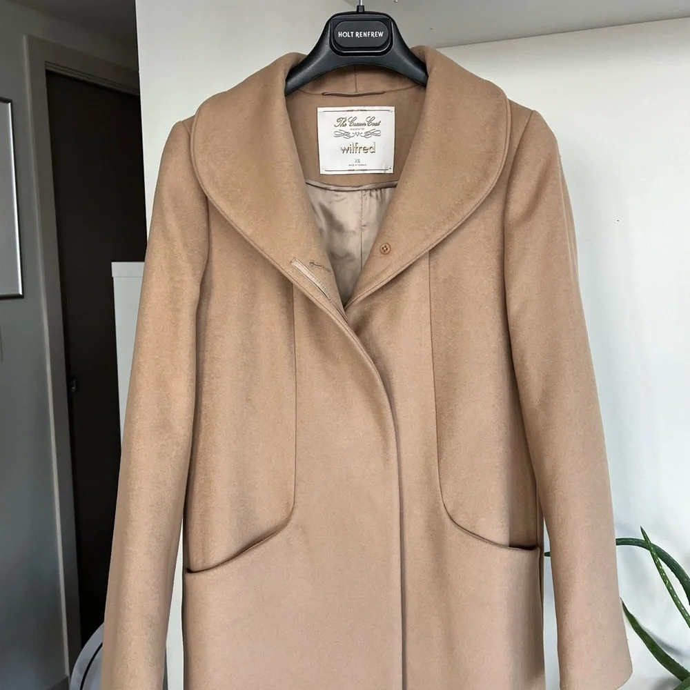 Aritzia Wilfred The Cocoon Long Camel New Elegant Wool Cashmere Coat Size XS - Picture 10 of 17